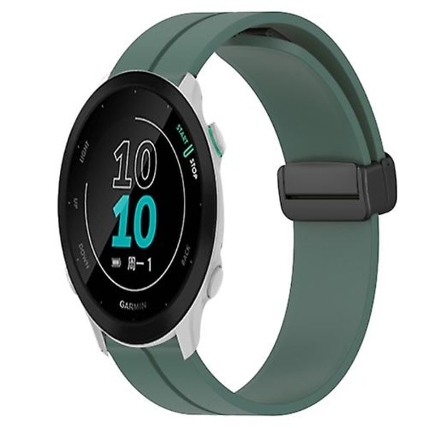 Til Garmin Forerunner 158 20 mm ensfarvet magnetisk lås silikone urrem Olive Green