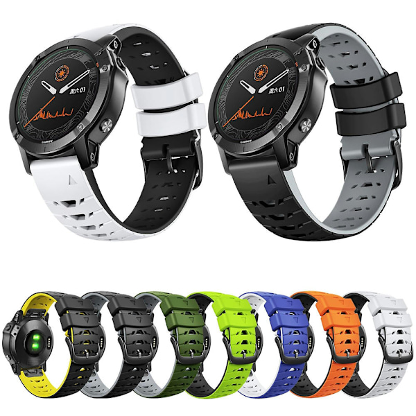 22mm Silikonrem for Garmin Fenix 7 Black Yellow