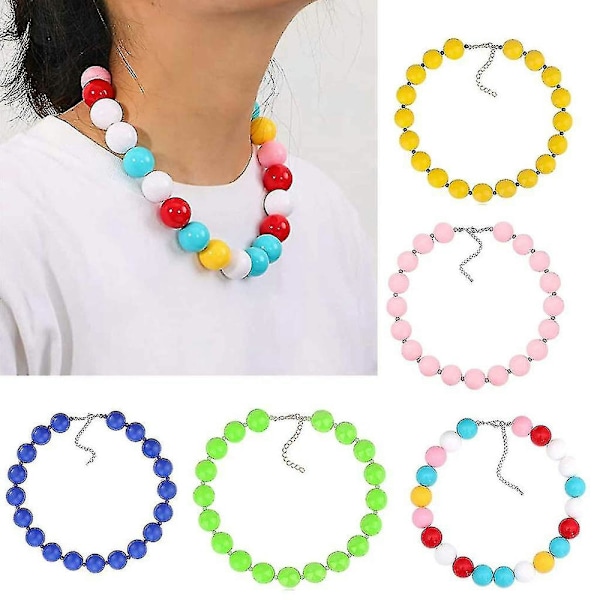 Akryl Halsband med Stora Pärlor Bubble Gum Halsband Pink