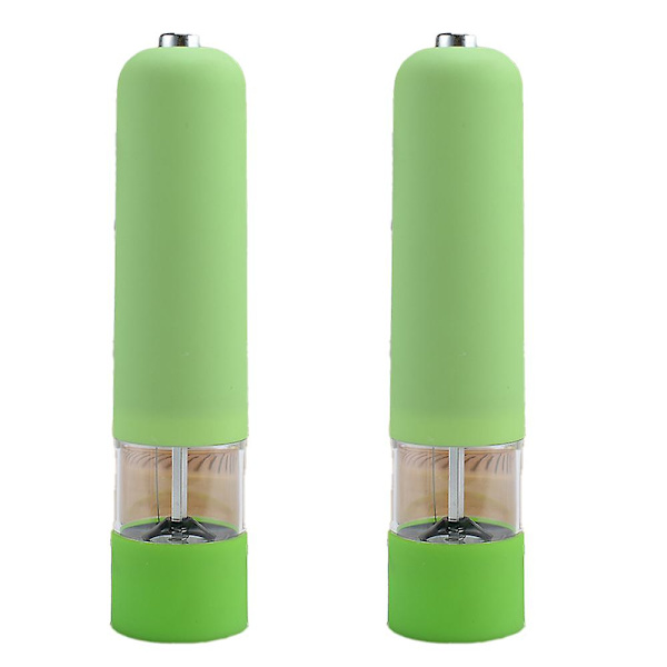 Sähkökäyttöinen merisuola- ja pippurimylly ja shaker set, paristokäyttöinen valolla ja säädettävä, 2 kpl pakkaus 2pcs green