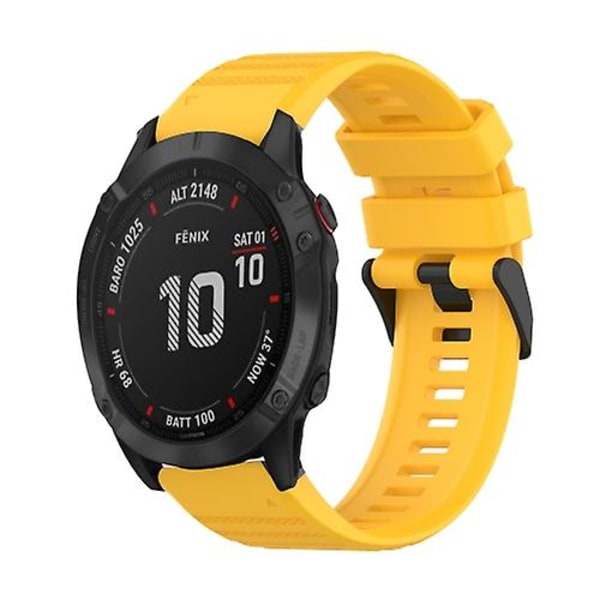 För Garmin Fenix ​​6 Pro Gps 22mm horisontell textur silikon watch med borttagningsverktyg Yellow