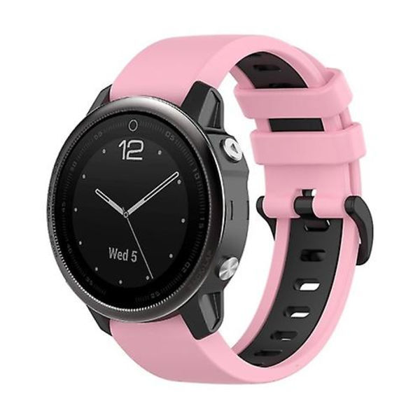 För Garmin Fenix ​​5s 22 mm silikon watch i två färger Pink-Black