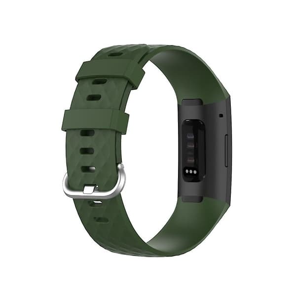 18 mm silverfärgad spänne Tpu watch för Fitbit Charge 4 / Charge 3 Se Olive Green