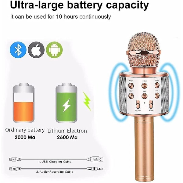 Mikrofon til Lmell Kid. Karaoke Mikrofon Bluetooth Trådløs. Bærbar Håndholdt Mikrofon