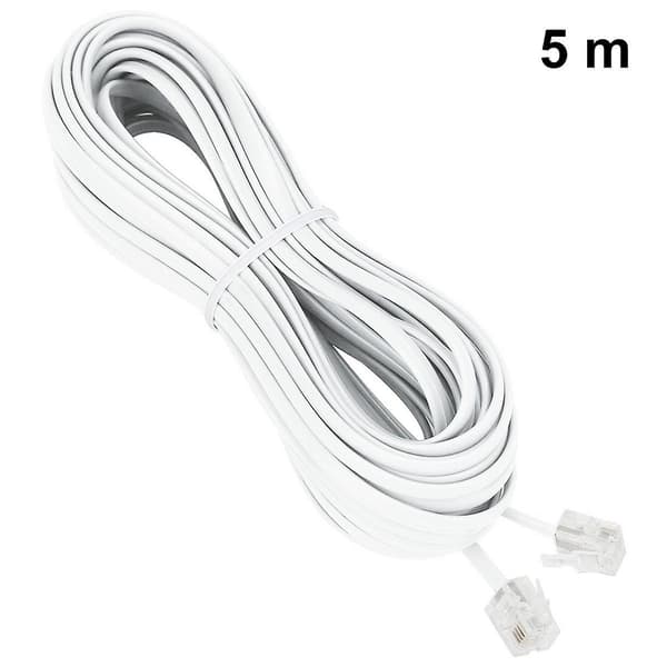 Telefonkabel til hannmodulær telefonforlengelsesledning, telefonkabel med standard pluggledninger White 2m