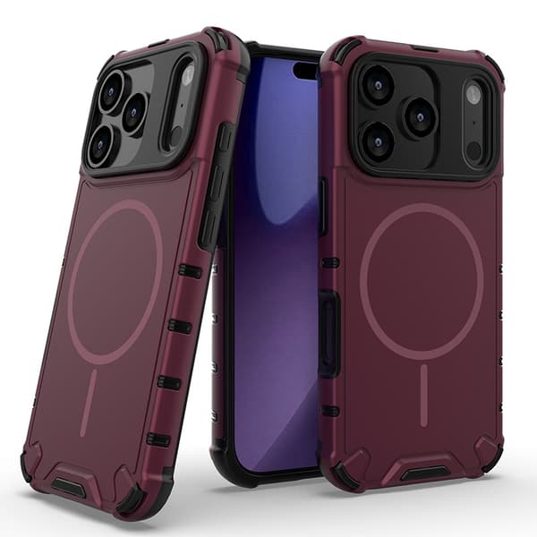 Etui til iPhone 17 Pro Max, varmeafledning og faldsikker, vinrød