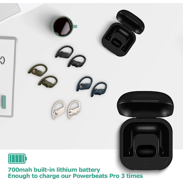 Byte av case Kompatibel med Powerbeats Pro med Bluetooth parningssynkroniseringsknapp och 700 mah inbyggt batteri (inklusive Power Beats-hörlurar