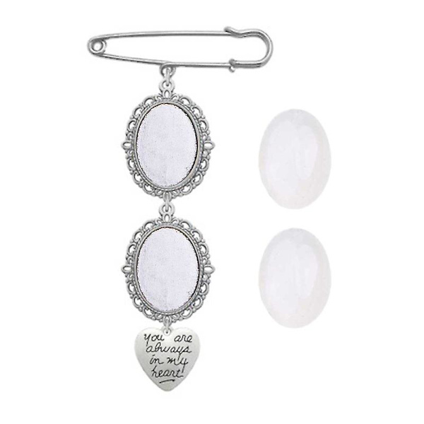 Bröllopsbukett Fotoberlock Gör-det-själv-nål Broschtillverkningssats Lacy Ram Charm Oval tavelram med hänge för semesterhjärta 2