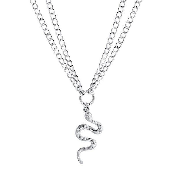 Guld Snake Halsband Silver Snake Pendant Halsband Layered Snake Necklace 4