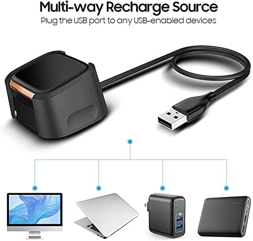 Oplader til Fitbit Versa 2 Usb-opladningskabel Udskiftningsdock Stativ 2-pak