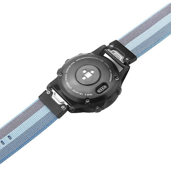 Til Garmin Fenix ​​5 Quick Release Nylon urrem Lake Blue