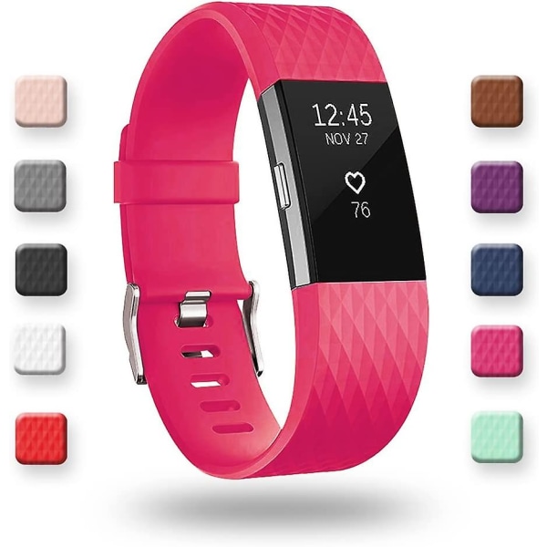 Erstatningsbånd som er kompatible for Fitbit Charge 2, Classic & Special Edition justerbare sportsarmbånd rose Small