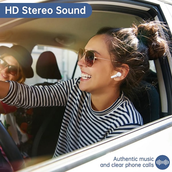 Ægte trådløse Bluetooth-øretelefoner med USB-C hurtigopladningsetui, IPX7 vandtætte hovedtelefoner til iPhone/Android Hvid