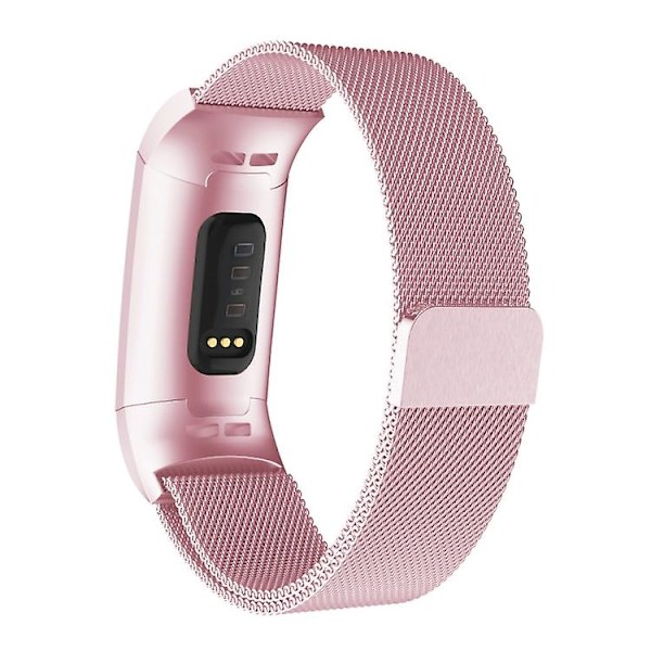 Til Fitbit Charger 3 Metal Magnetic Metal Watch Band Rose Pink