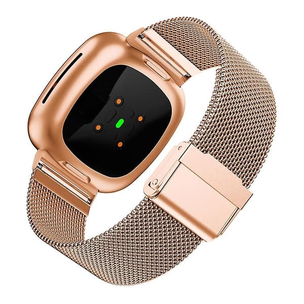 Til Fitbit Versa 4 / Sense 2 Universal Metal Rustfrit Stål Spænde Urbånd Rose Gold