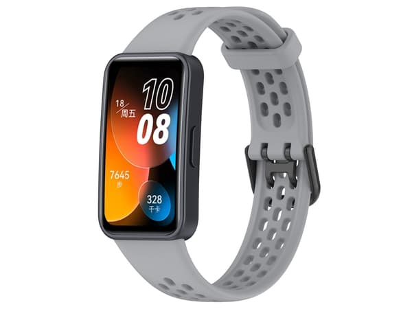 Enfärgad andningsbar silikonrem för smartklocka till Huawei Strap 8 (grå)