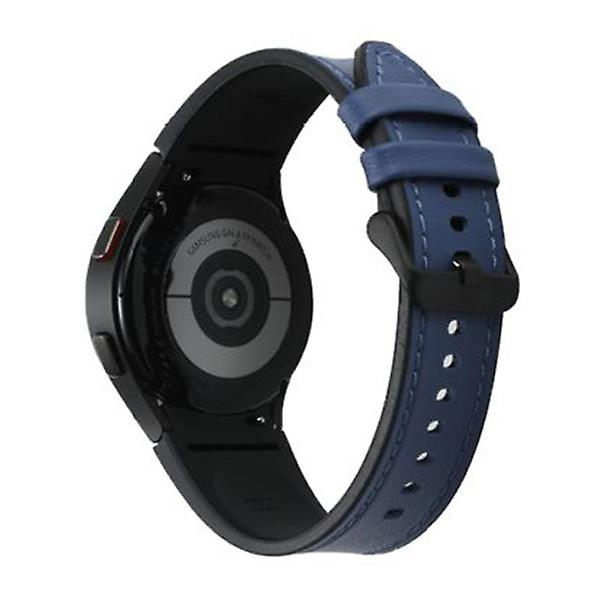 Læderrem til Samsung Galaxy Watch 4 Classic 44mm 40mm Ingen huller Silikone+læderarmbånd Correa Galaxy Watch 4 5 Pro Band blue-black Galaxy watch 5-5 proS-M