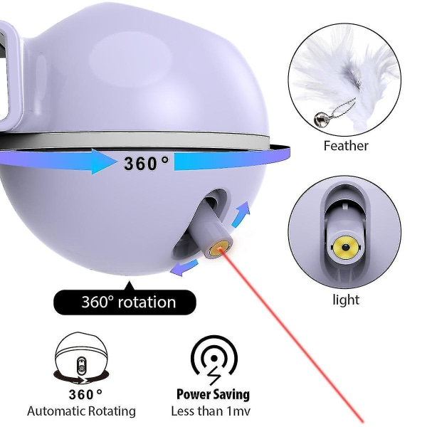 Dadypet Elektrisk automatisk kattleksak Interaktiv kattleksak 360 Rotera USB Uppladdningsbar med LED-ljus för kattträd Laser rolig leksak