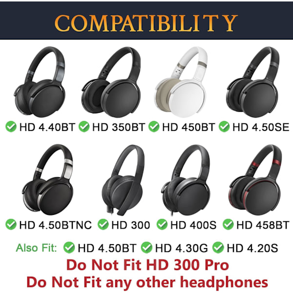 Øreputer for Sennheiser HD 4.50BT HD 4.40BT Erstatningsøreputer, 1 par grå