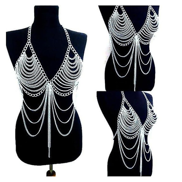 Ladies New Fashion Beach Chain Halskjede Alloy Chain BH Langt halskjede og anheng Silver