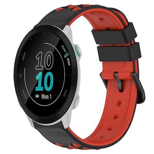 For Garmin Forerunner 55 20 mm tofarget porøs silikonklokkerem Black-Red