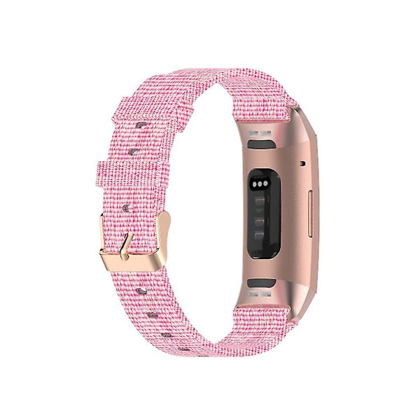 For Fitbit Charge 4 / Charge 3 / Charge3 Se Flettet Nylon Klokkebånd Plasthode Pink