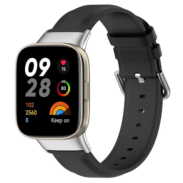 Nahkainen ranneke Xiaomi Redmi Watch 3 / Mi Watch Lite 3 -kellolle Black