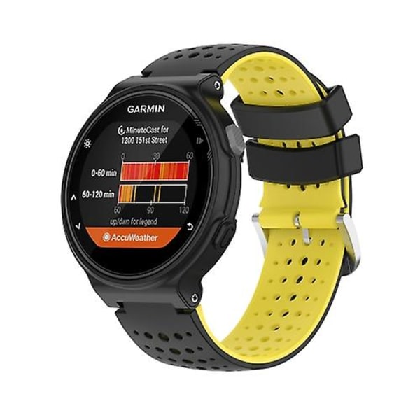 For Garmin Forerunner 235 Lite Silikon Sports Klokkebånd i to farger Black-Yellow