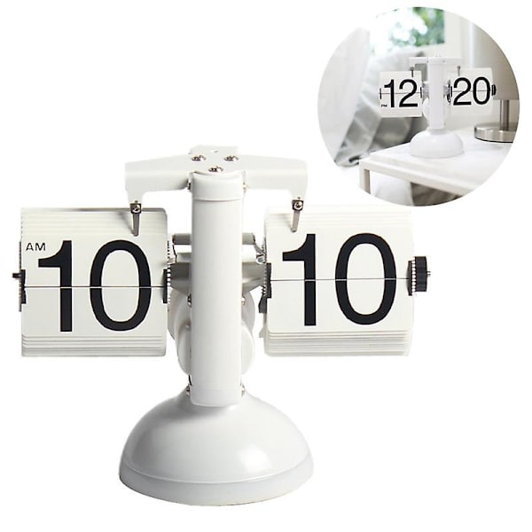 Flip Digital Clock Small Scale Bordklocka Flip Clock Quartz Clock Heminredning White