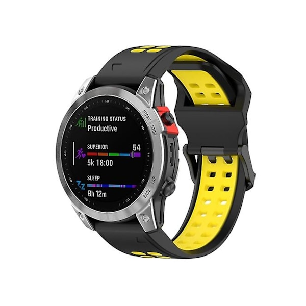 Rem til Garmin Descent G1/Coros Vertix 22Mm Quick Release Dobbelt Række Silikone Urrem Sort Gul