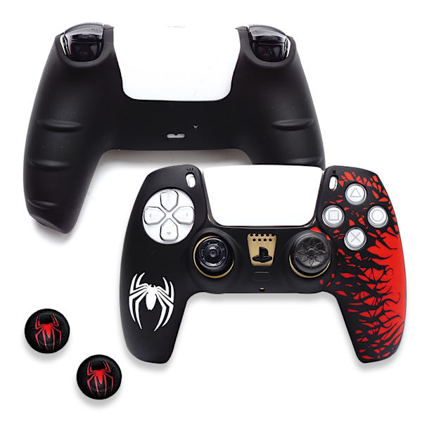 Silikoneetui til PS5-controller med 2 joystick-hætter, sort