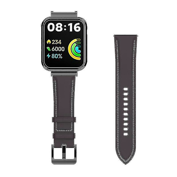 For Xiaomi Redmi Watch 2 Lite - Utbyttbar rem i äkta läder - Justerbart klockarmband Dark purple Style A