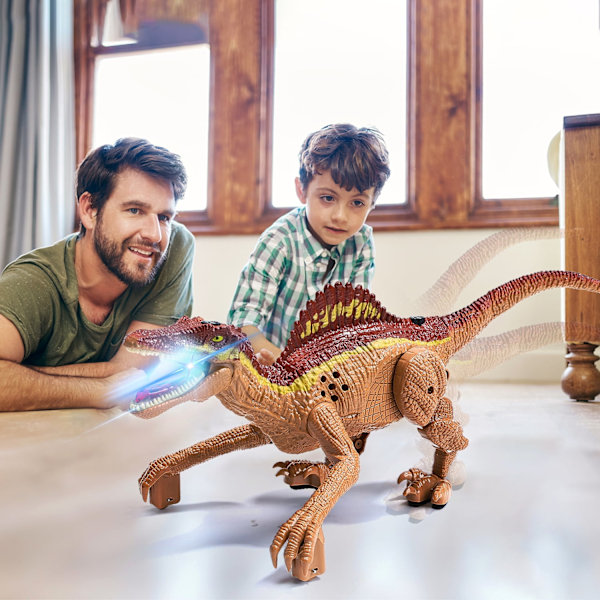 Fjärrkontroll dinosaurie leksaker gest sensor RC dinosaurier realistisk promenad för barn brun
