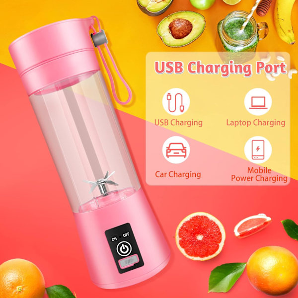 Bärbar mixer med 6 ultraskarpa blad 17Oz 4000mAh kraftfull juicepress