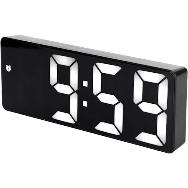 Väckarklocka LED Spegel Väckarklocka USB Elektronisk Digital Bordsladdningsbar Svart