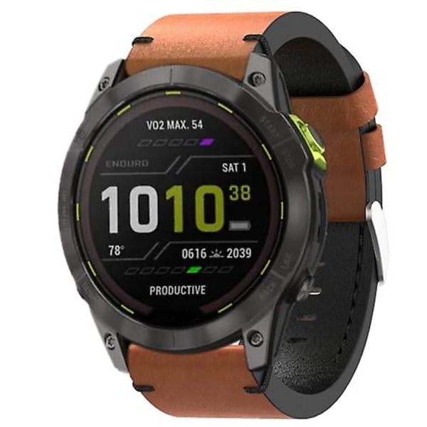 Til Garmin Enduro 2 26mm læder sutur stålspænde urbånd Brown