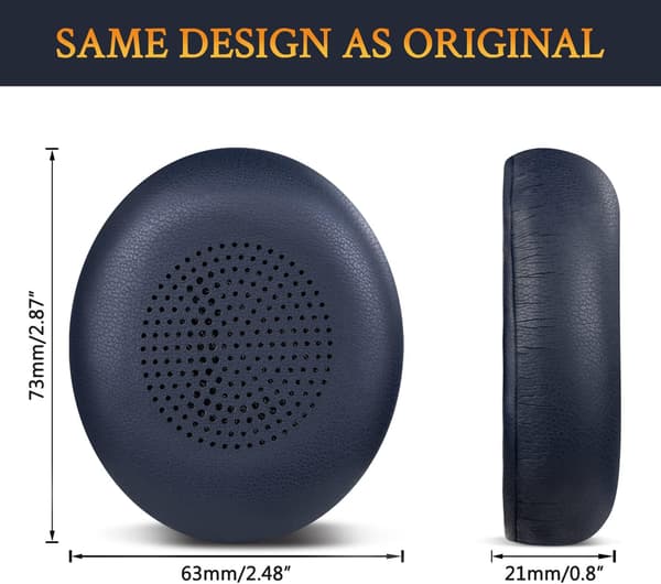 Ørepuder til Jabra Evolve 2 65 (65MS 65UC)/Evolve 2 40 (40UC 40MS) Udskiftnings ørepuder i læder, blå