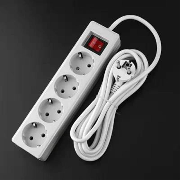 Socket Strip - Ekstra flat pluggkabelbryter Multiple socket med barnebeskyttelse flat pluggkontaktstrip Four socket 5M