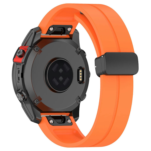 Svart spenne 22mm silikon klokkestropp for Garmin Fenix 7/forerunner 965/955/945/935 Orange