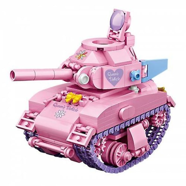 Diy Byggklossar Intressanta Pussel Leksaker Rosa Tank Monterad Kloss För Barn