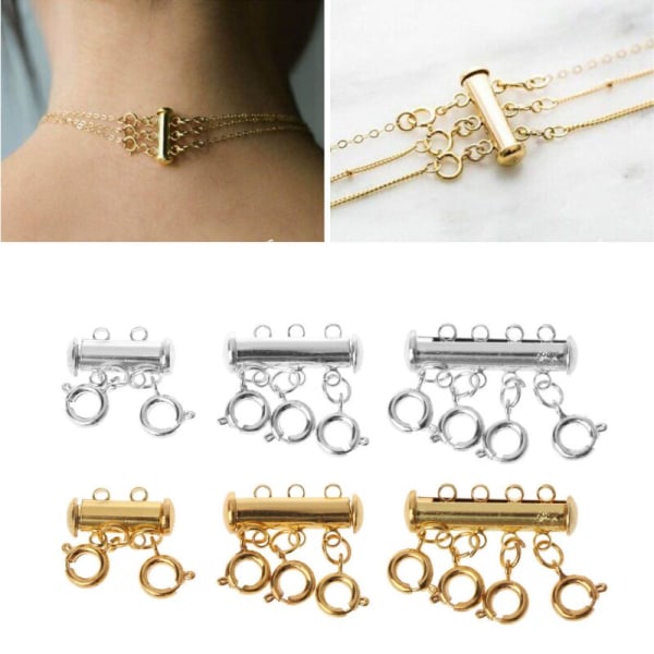 Fjærspenne i rustfritt stål Hummerspenner Koblinger Gliderørlås Avstandslås Multistrenger Magnetisk Gold 2 layer