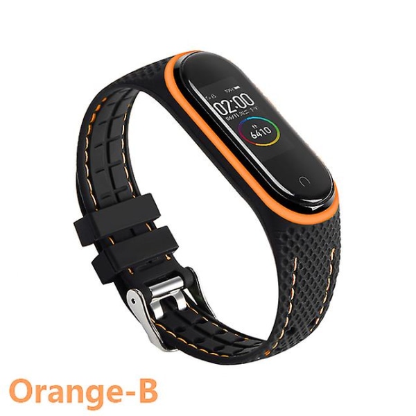 Silikonestrop til Xiaomi Mi Band 6 7 5 3 4 Tilbehør Udskiftningsbælte til sportsarmbånd Correa-armbånd Mi Band 7 6 Nfc-strop Orange-B Mi band 3 4