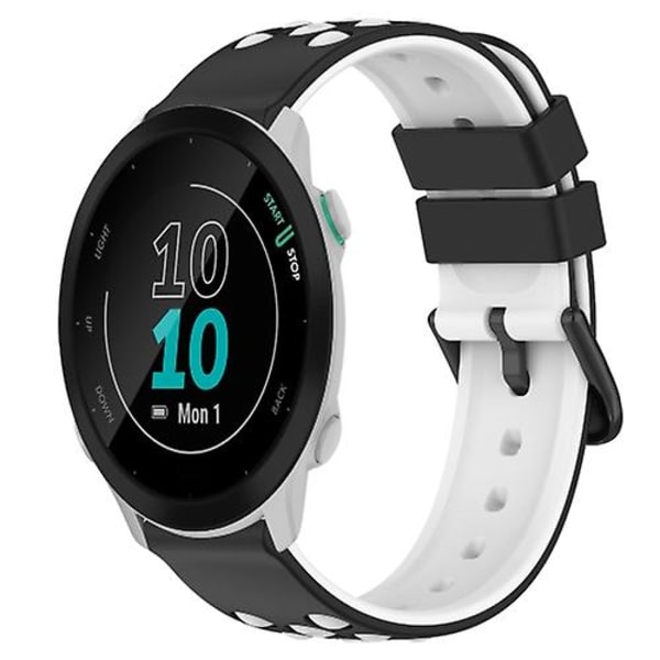 For Garmin Forerunner 55 20 mm tofarget porøs silikonklokkerem Black-White