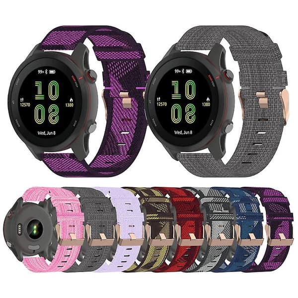 Til Garmin Forerunner 255 22mm Nylon Vævet Urrem CIJ Blue