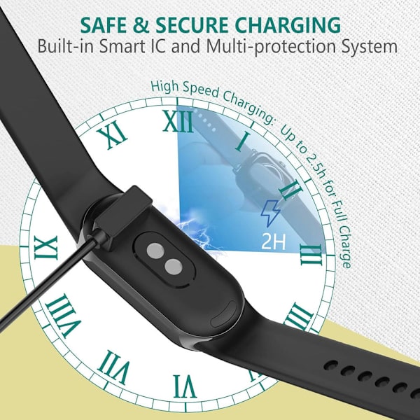 Lader for Xiaomi Mi Band 8 ladekabel [2 stk], erstatning avansert USB ladekabel