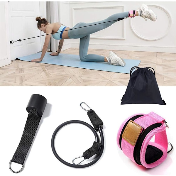 Fitness Ankelfastgørelser - Justerbare Benærmer Hme Wrkut Heavy Duty Eercise med Dør Ankr - Forbedre Ben Abs og Formning af Balder, pink