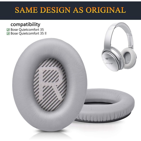 Vaihtokuulokkeiden tyynyt Bose Quietcomfort 35 (qc35) & Quiet Comfort 35 Ii (qc35 Ii) -kuulokkeille, korvatyynyt pehmeämmällä nahalla, melueristys