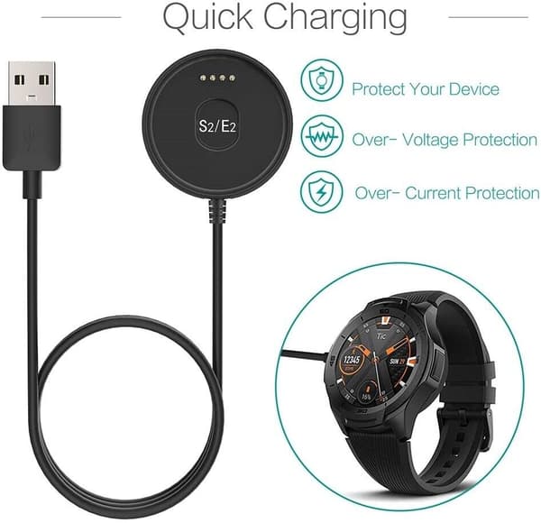 Laddare för Ticwatch E2 S2 USB-laddningskabel Dock