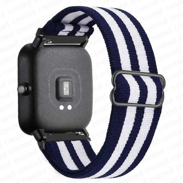 20 mm/22 mm bånd til Amazfit Gts 4//2/2e/3/gts2 Mini/gtr 4/3/pro/gtr2/47 mm/stratos Nylon elastisk urarmbånd Amazfit bipstrop stripe blue white 22mm