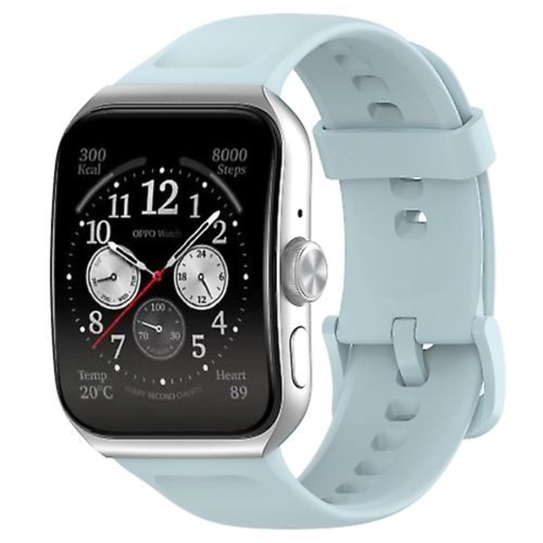 För Oppo Watch 3 Pro Solid Color Soft Silicone Watch Band Light Blue